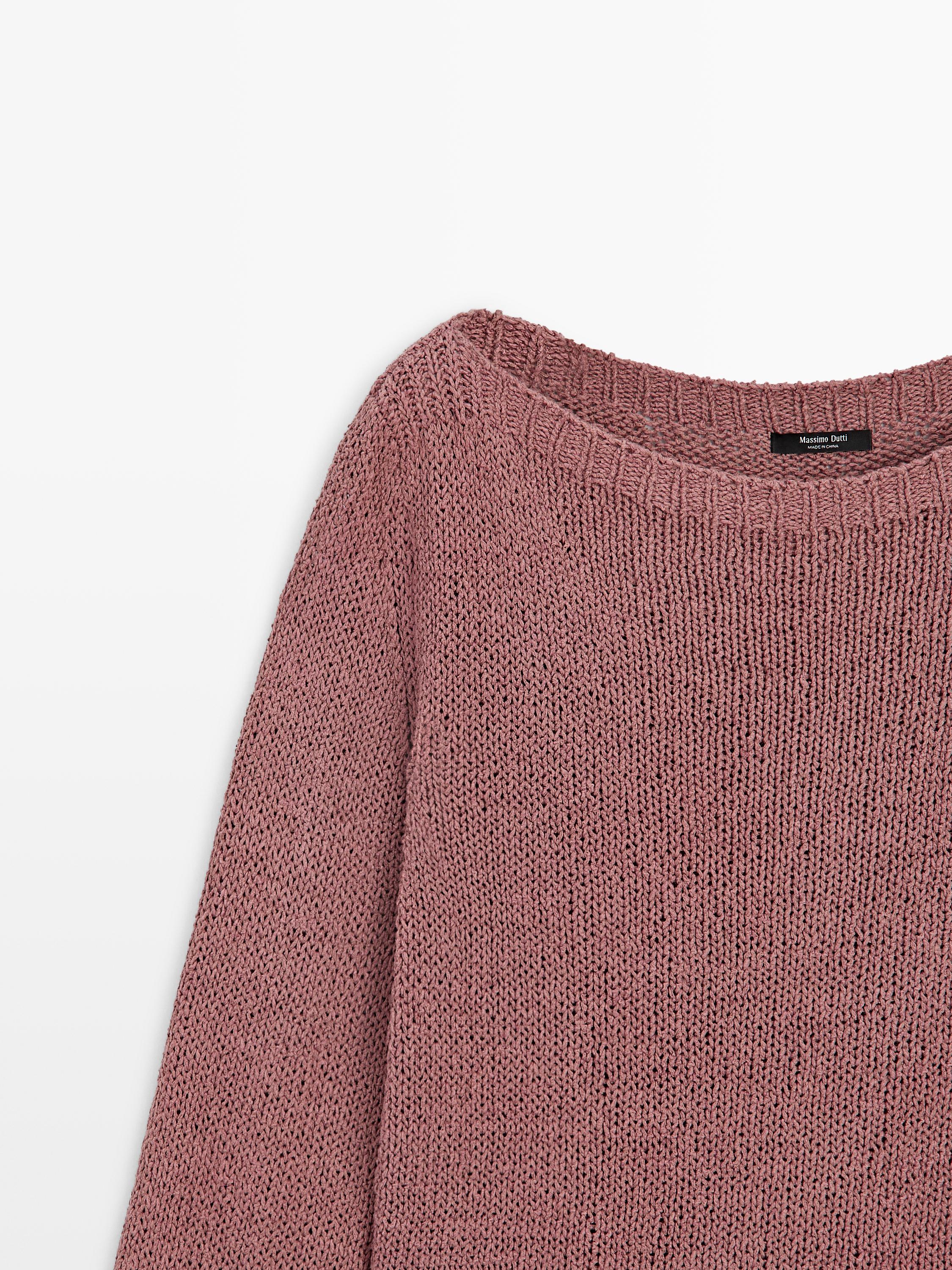 Boat neck knit sweater